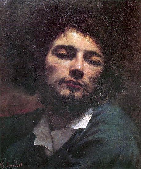 Self portrait with pipe., Gustave Courbet